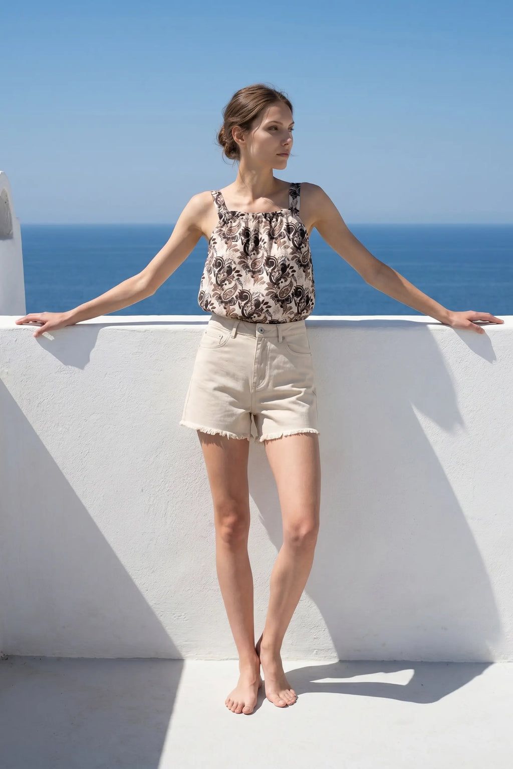 Top Paisley con laccio dietro