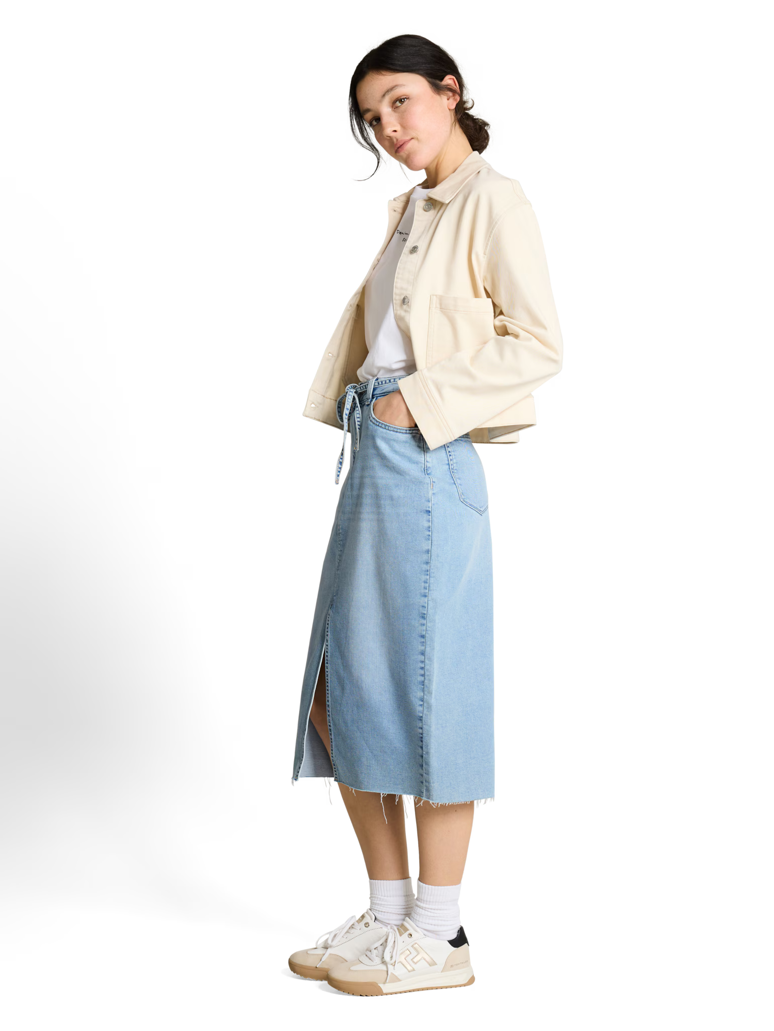 Gonna in denim midi
